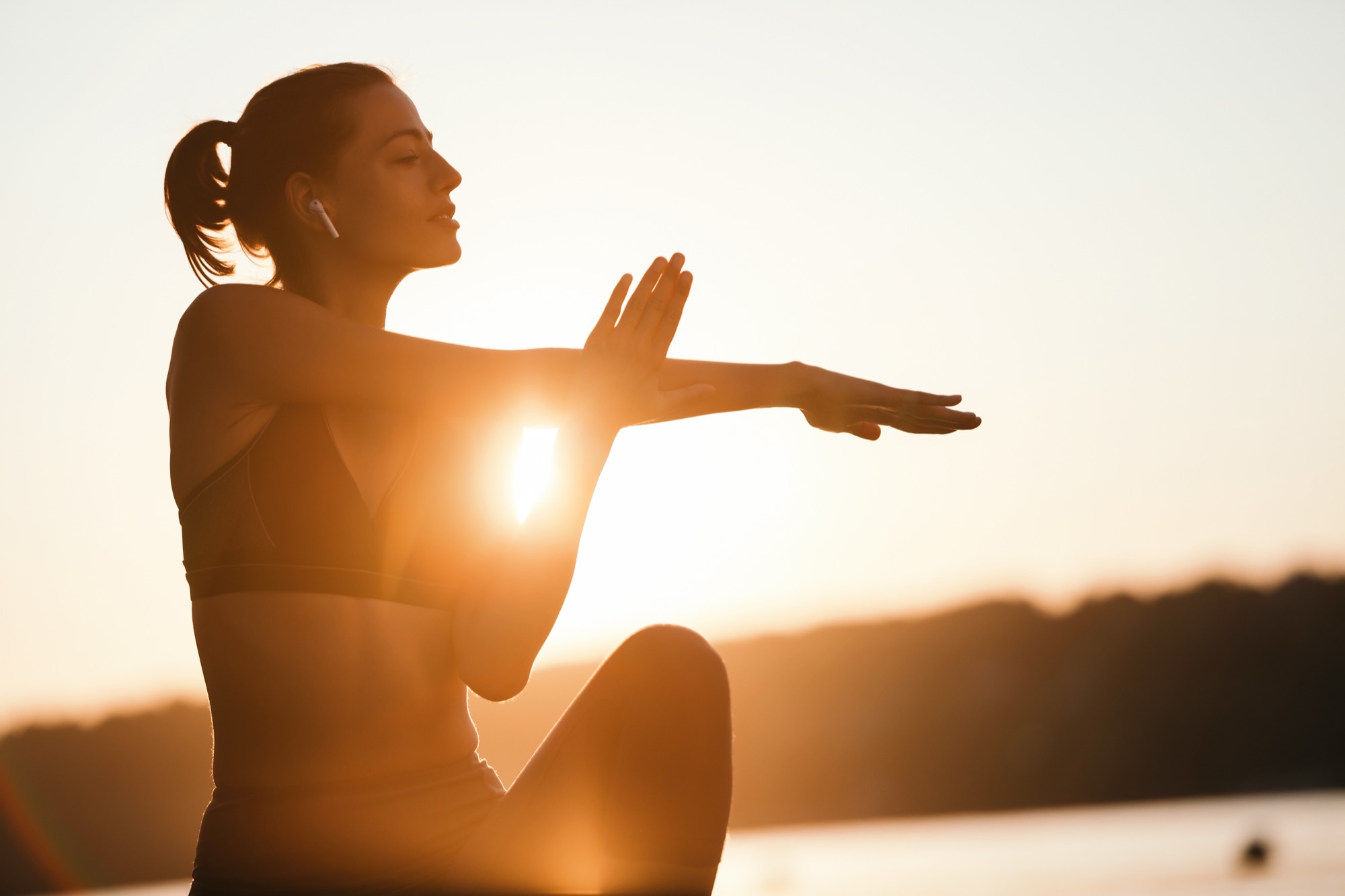 Woman stretching in the morning