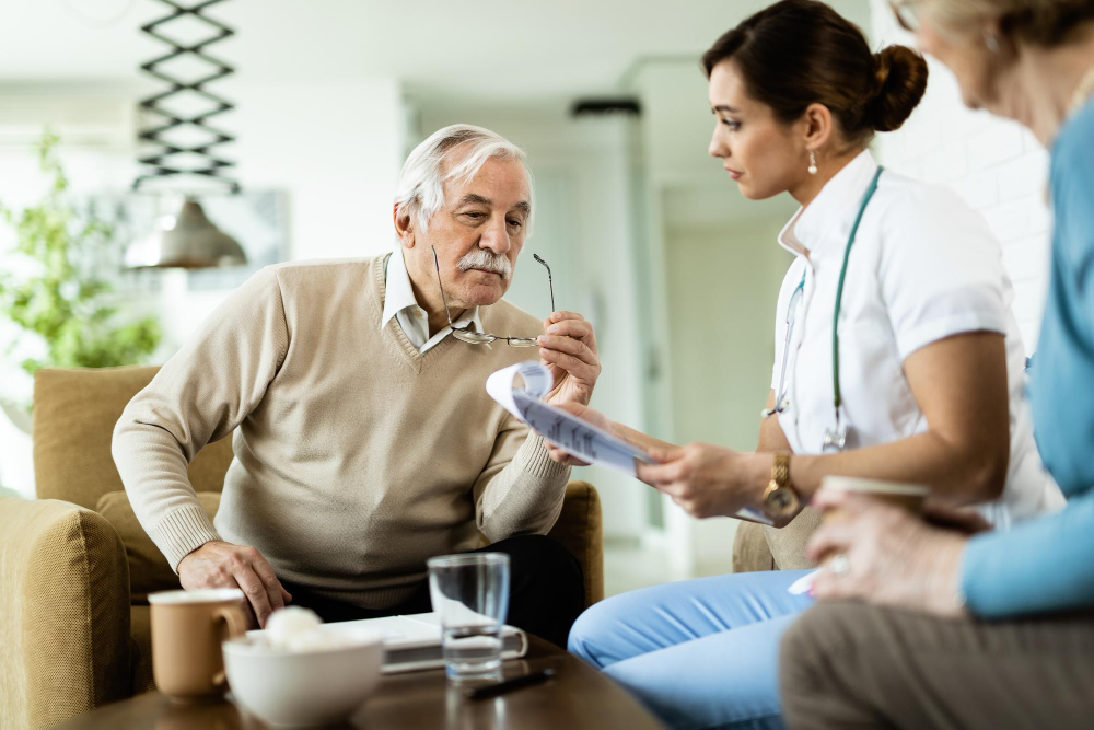 A doctor talking to a patient